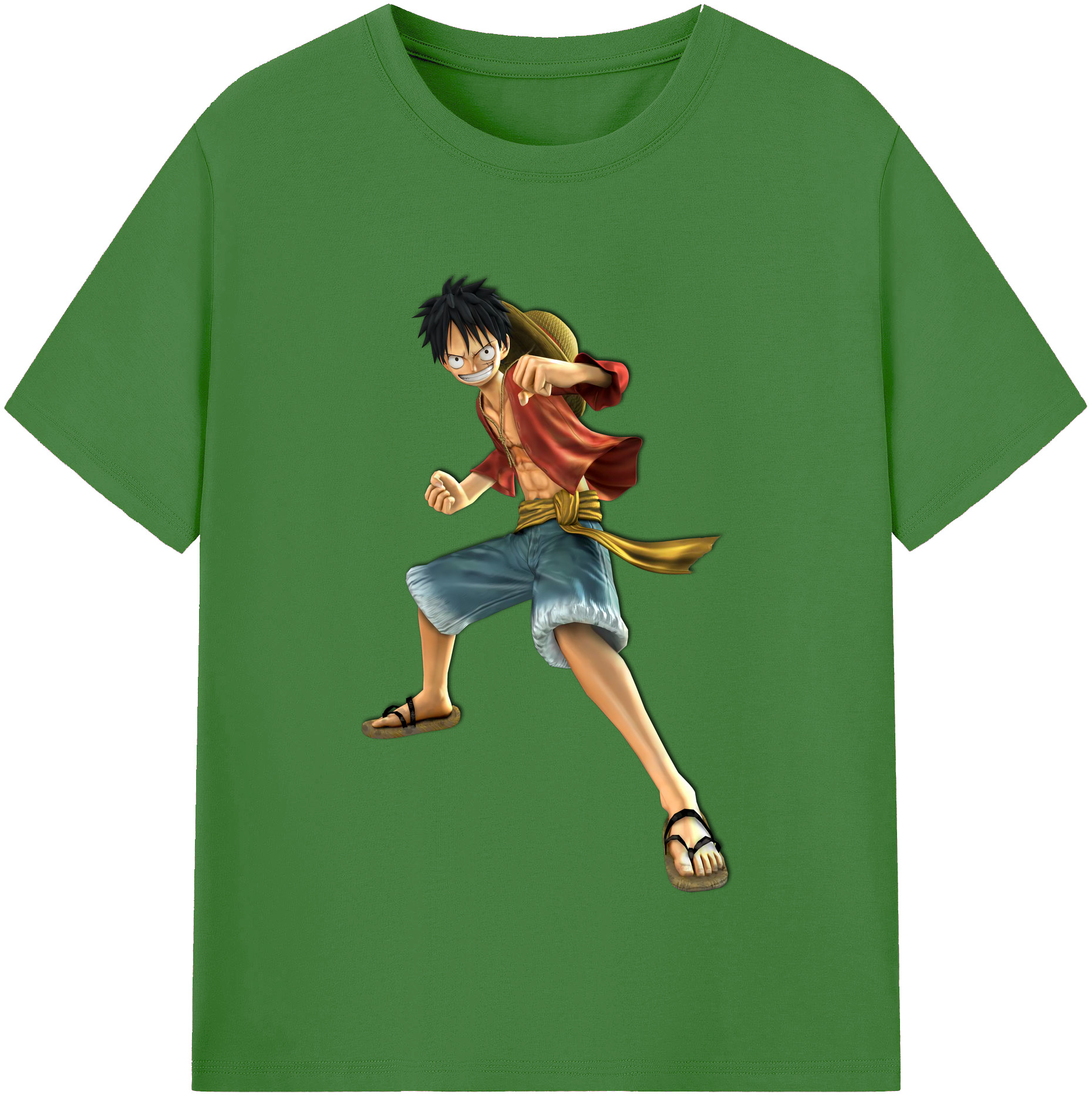ワンピース モンキー・D・ルフィ ONE PIECE Monkey D. Luffy レディースカジュアルプリントTシャツ（綿100％）